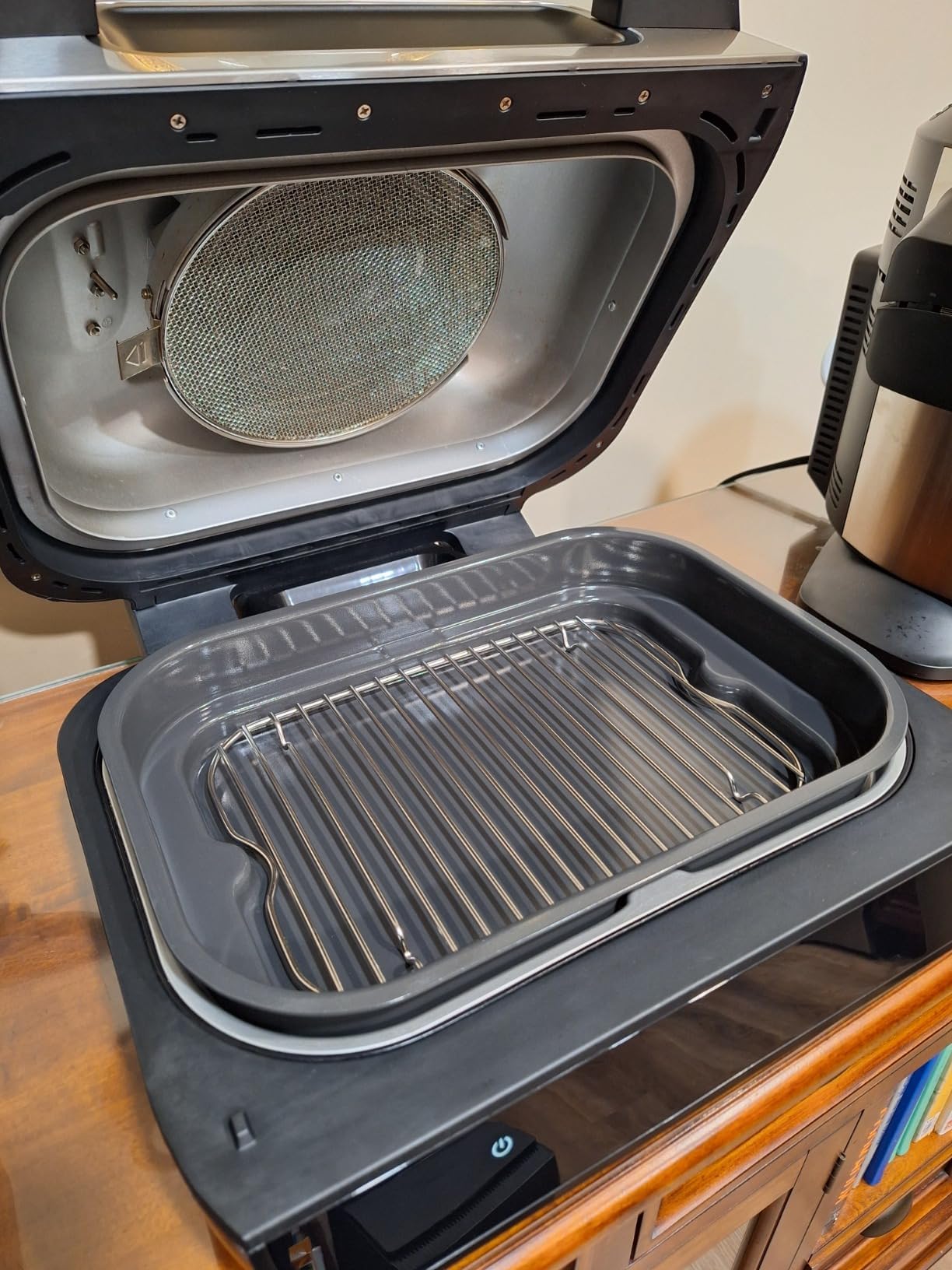 WEBROIL Roasting Grill Steamer Rack displayed with Ninja Foodi grill
