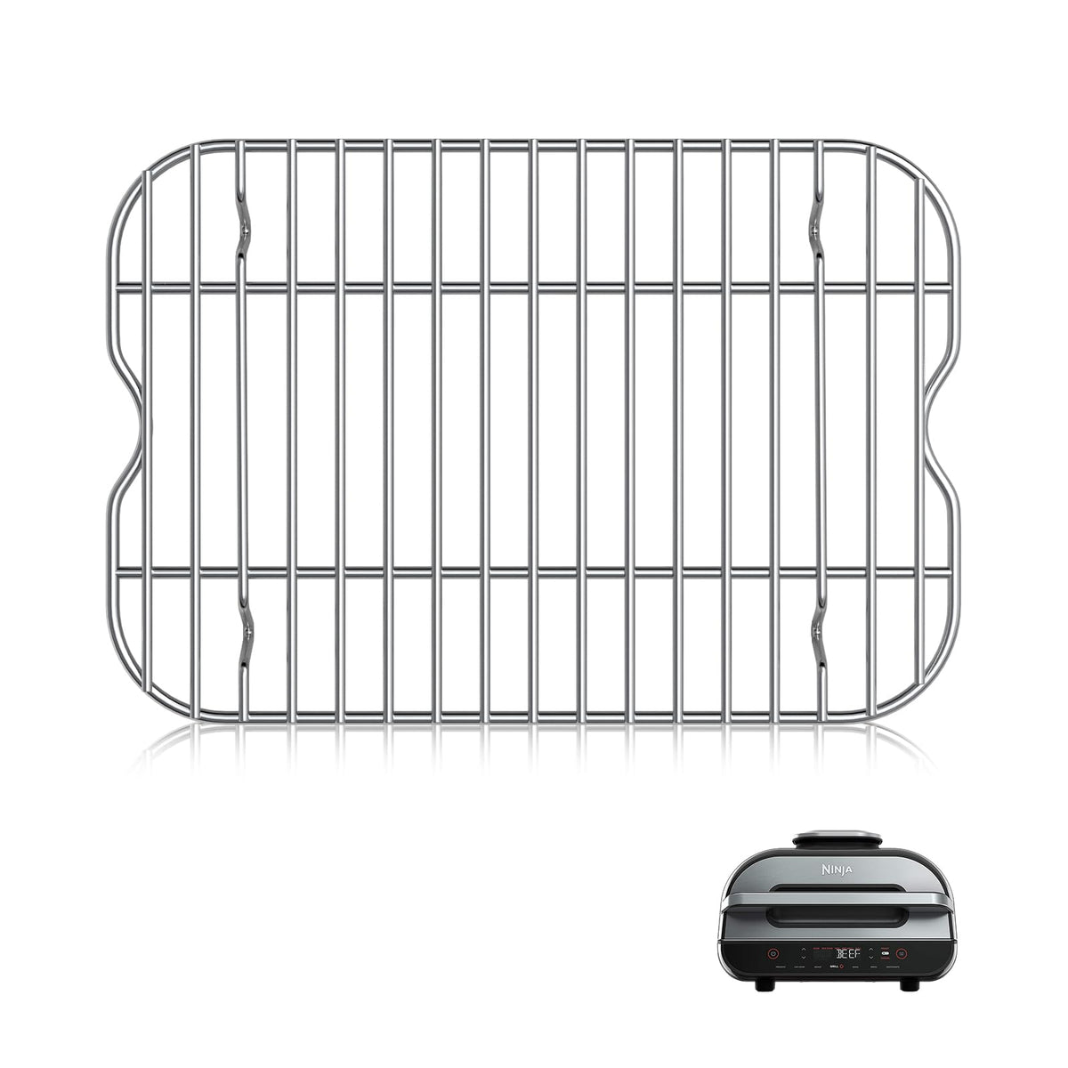 WEBROIL Roasting Grill Steamer Rack front view, black stainless steel