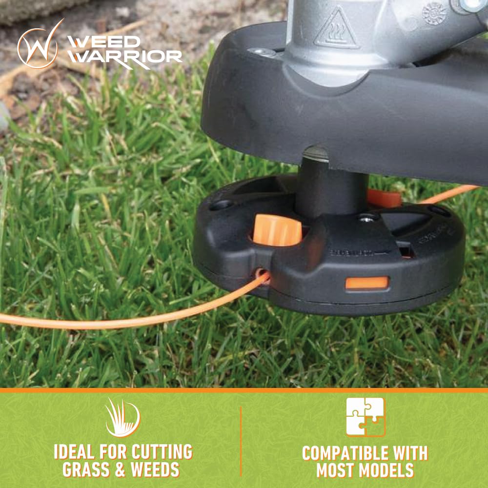 WEED WARRIOR trimmer head in a gardening setting