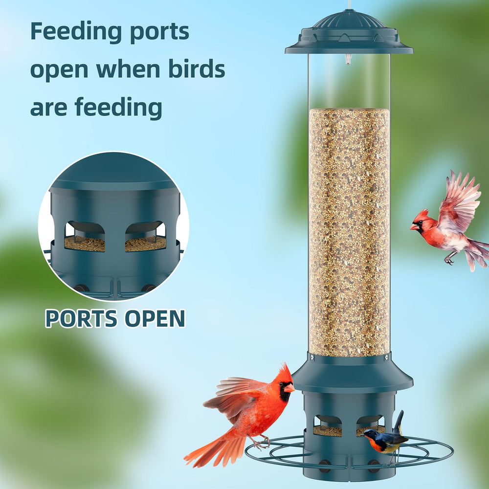 WeeFeetc bird feeder showing squirrel-proof mechanism