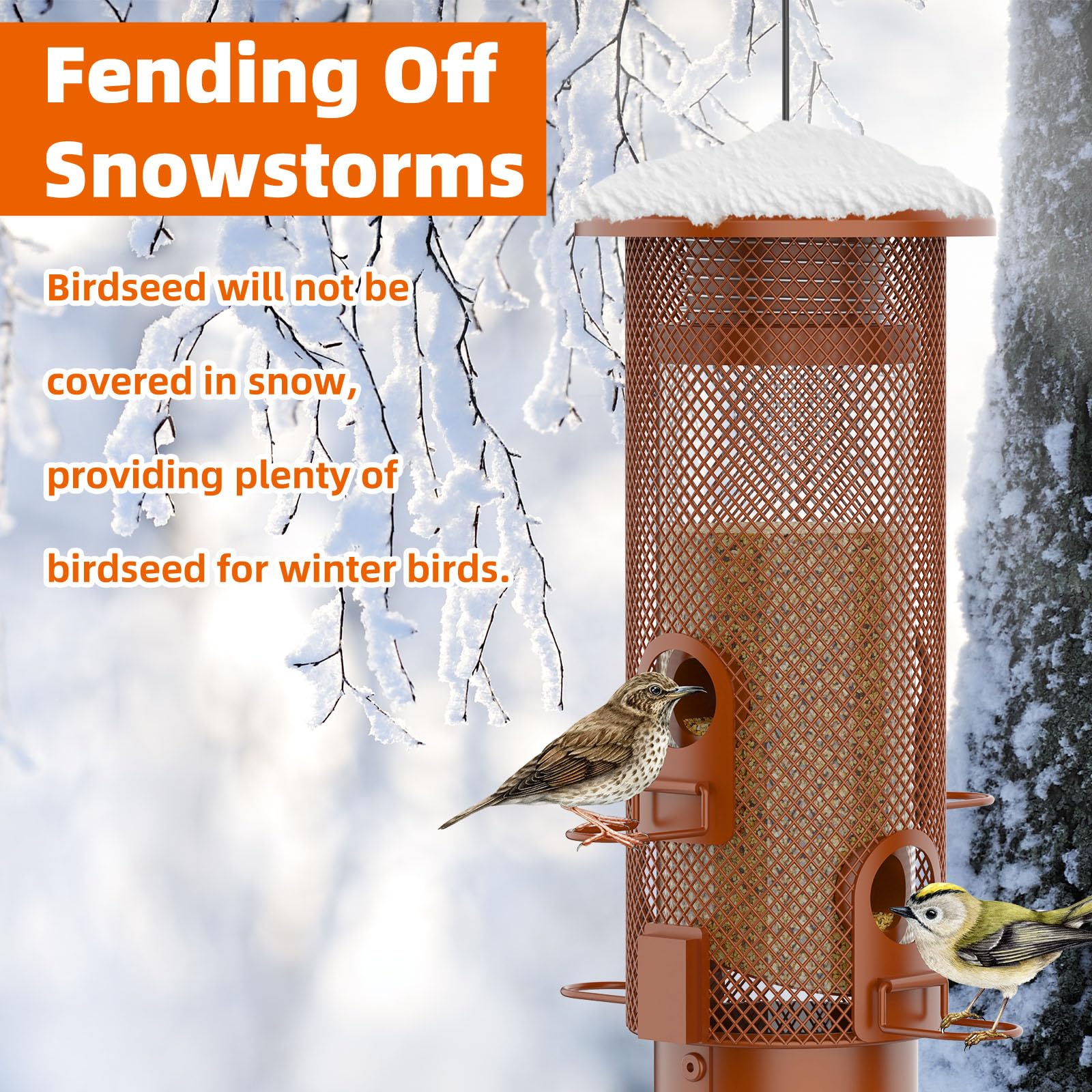 WeeFeetc Squirrel Proof Bird Feeder weather-resistant metal construction