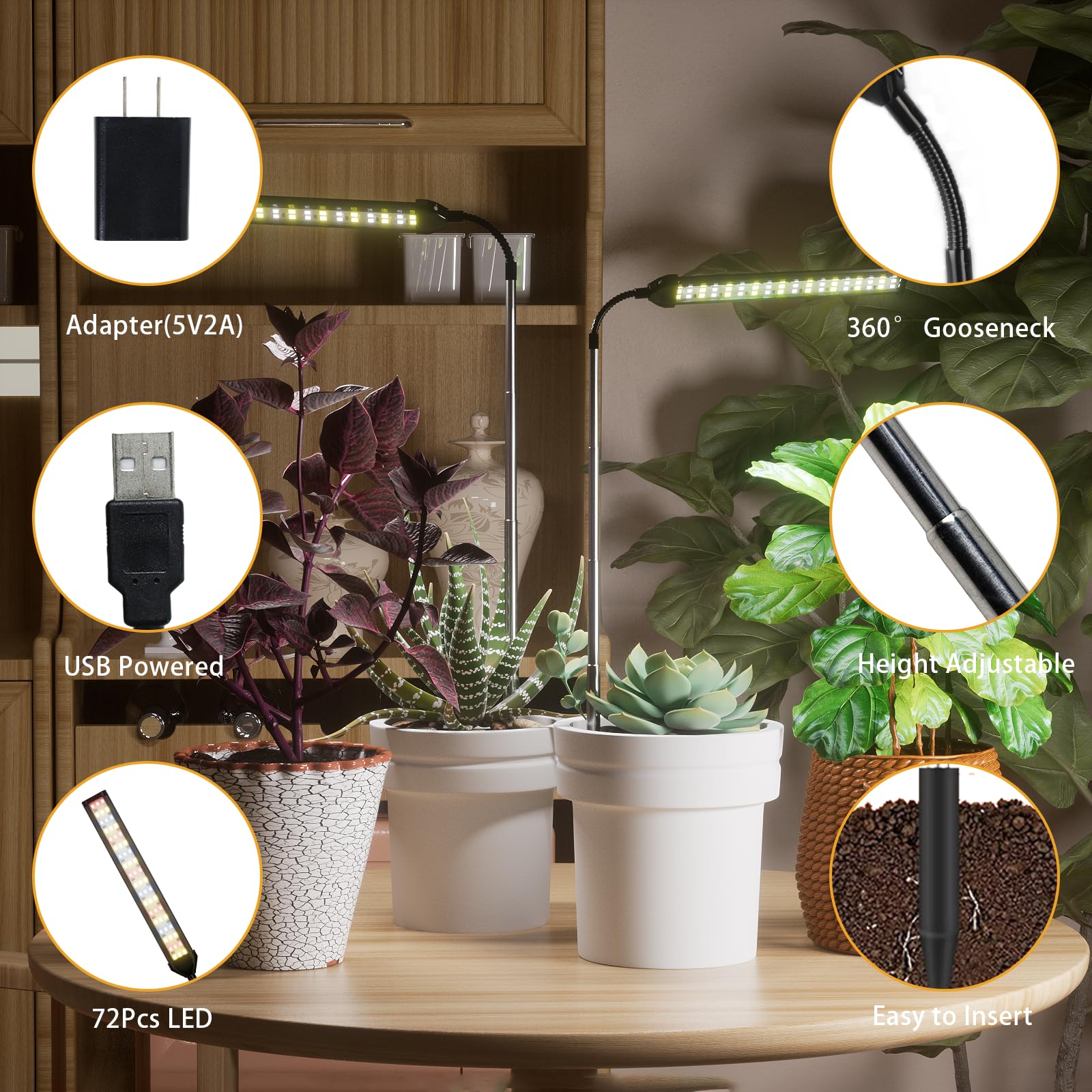 WeeLeeGoo LED Grow Light illuminating potted plants