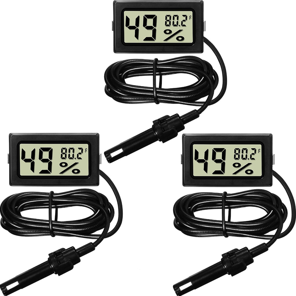 Weewooday 3 Pcs Digital Humidity Meter with probe, black