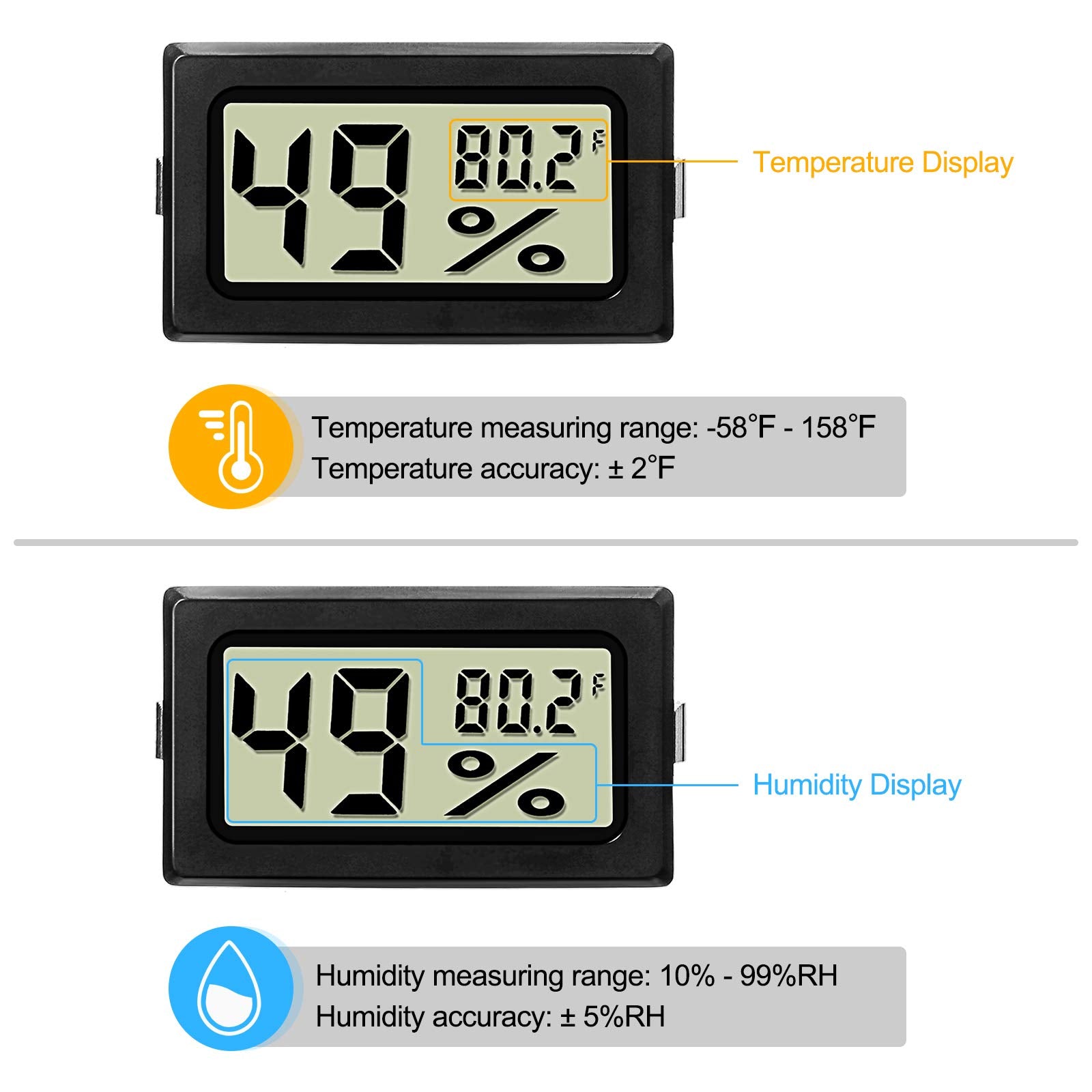 Weewooday digital thermometer hygrometer with stainless steel probe