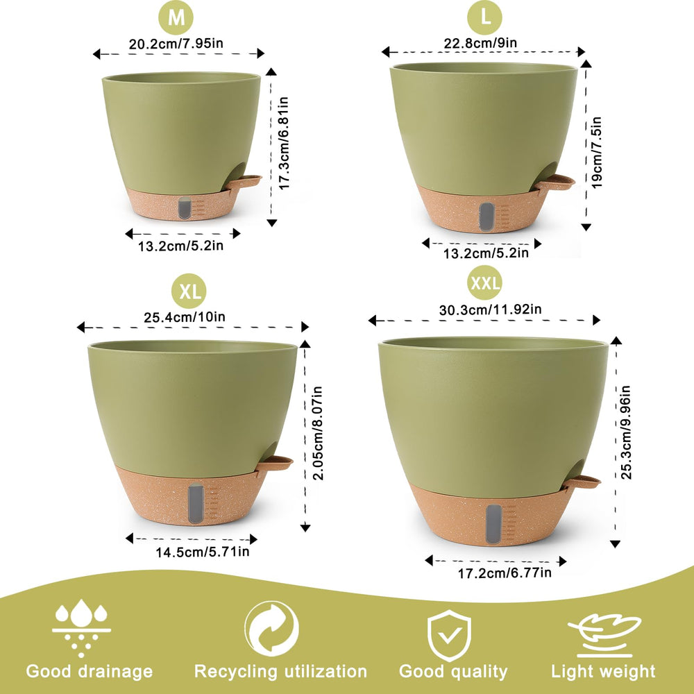 WEICHENGXING 10-inch self watering pot in green with detachable watering device