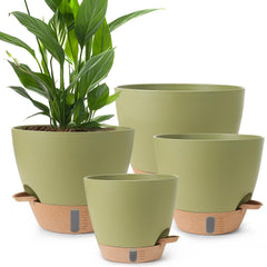 WEICHENGXING 12-inch self watering pot in green with water level indicator