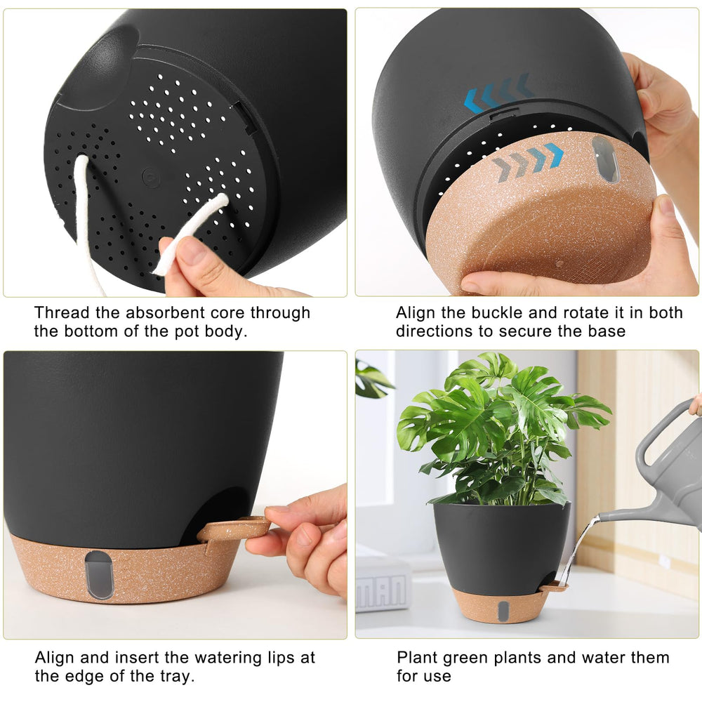 WEICHENGXING 8-inch self watering pot black