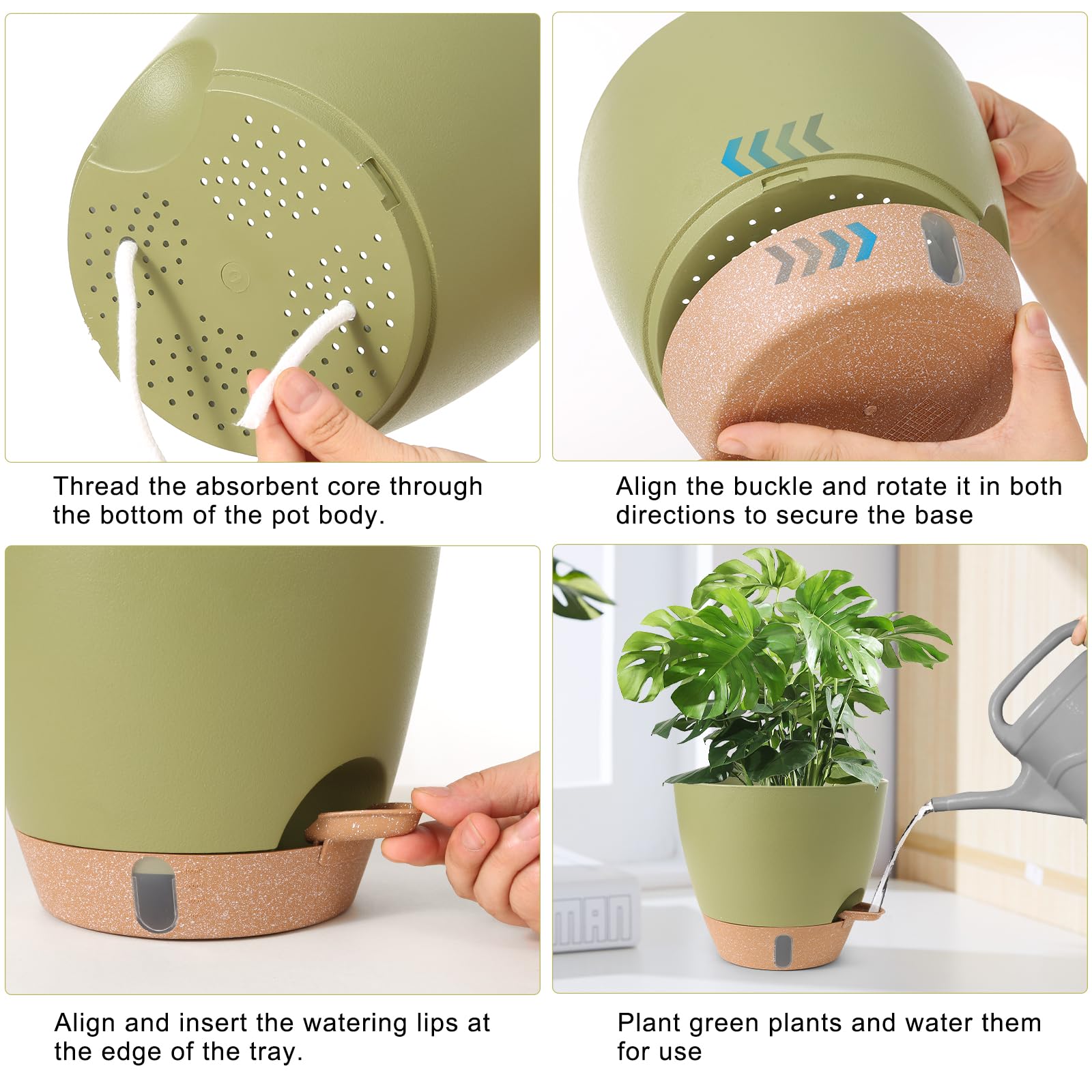 WEICHENGXING 8-inch self watering pot displayed with indoor plants