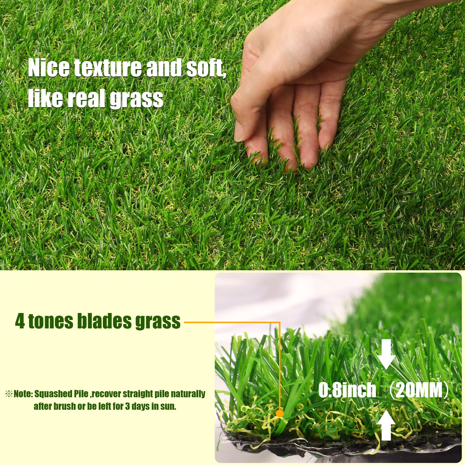 Weidear Artificial Grass Rug 3' x 5' with drainage holes