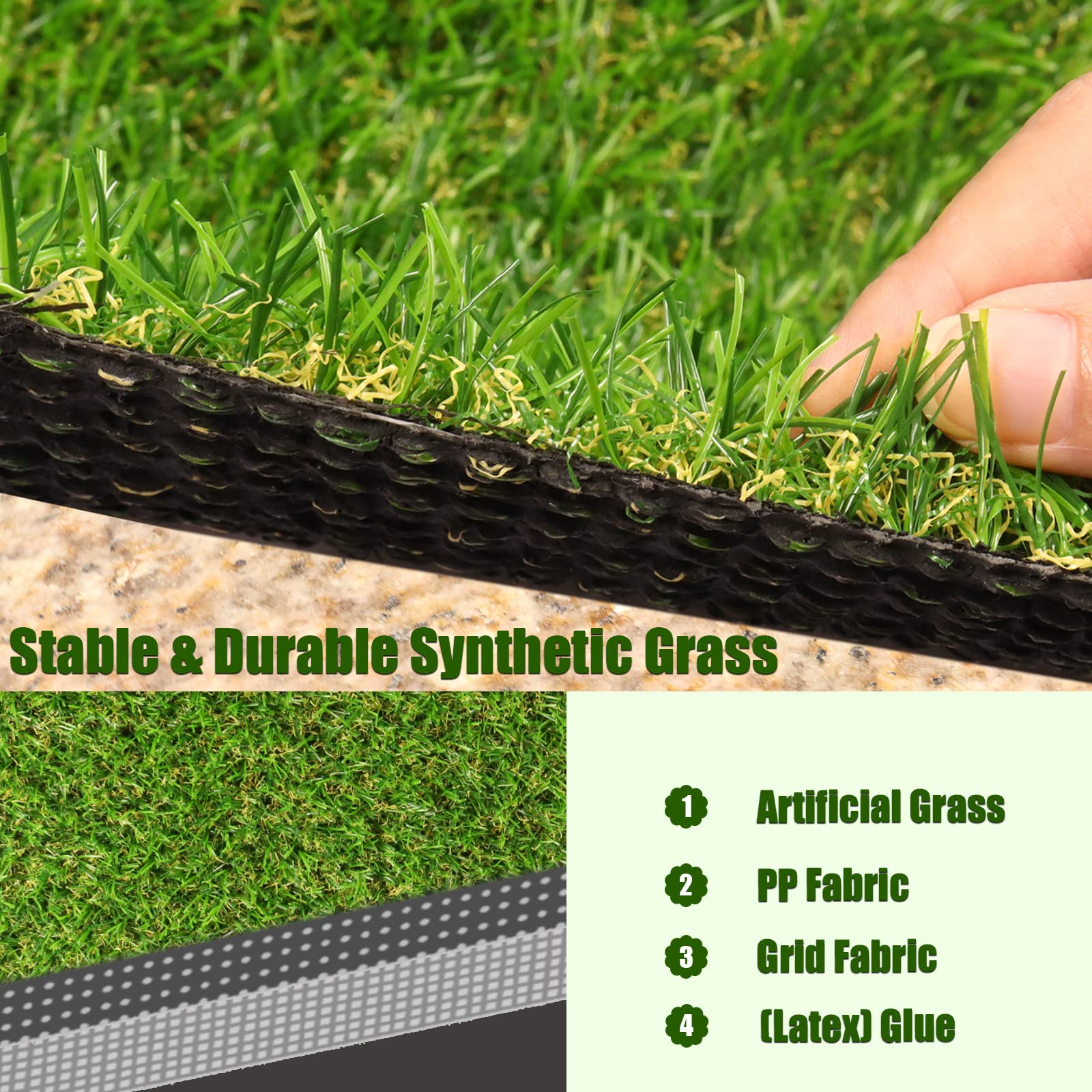 Weidear Artificial Grass Rug close-up showing texture