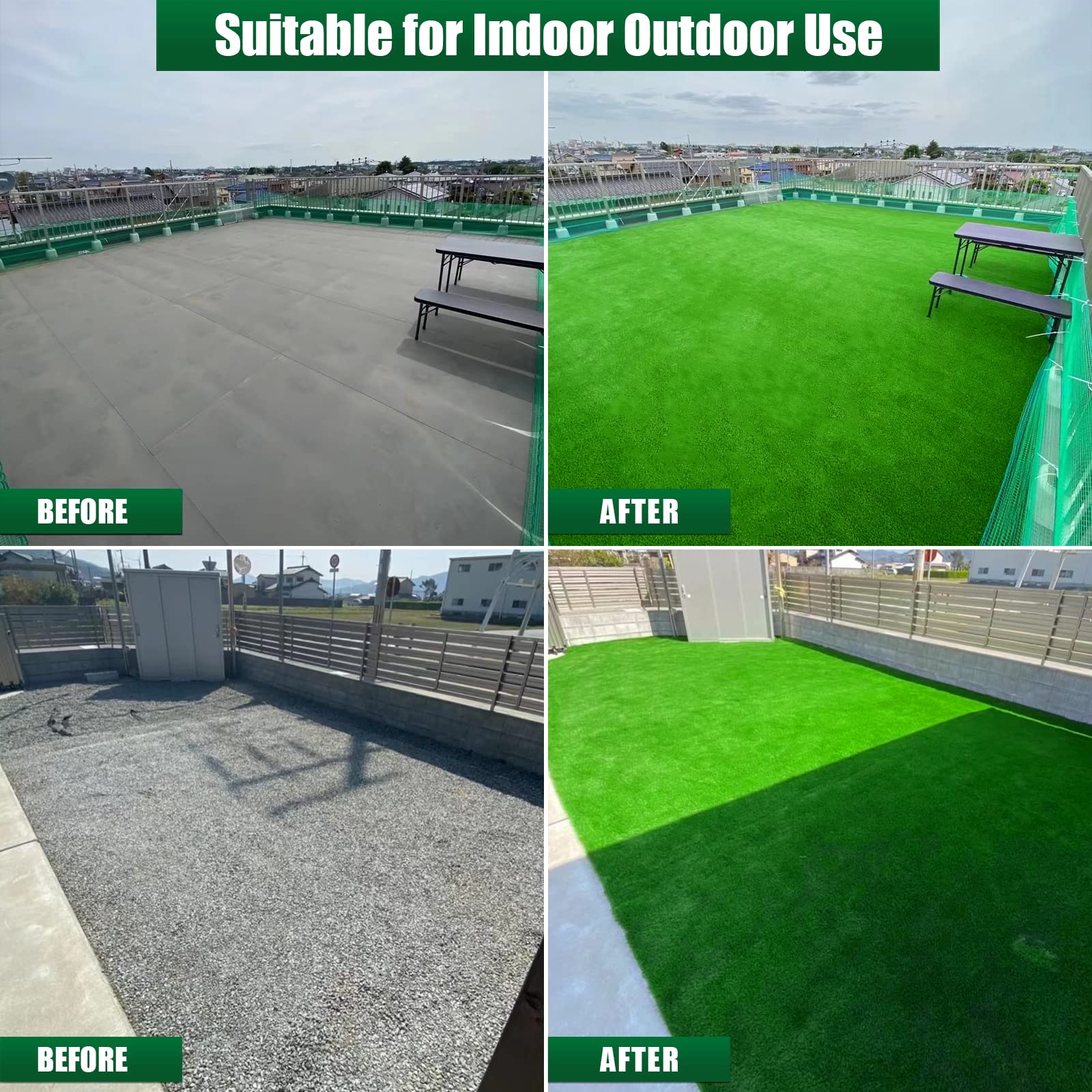 Weidear Artificial Grass Rug rolled out on concrete