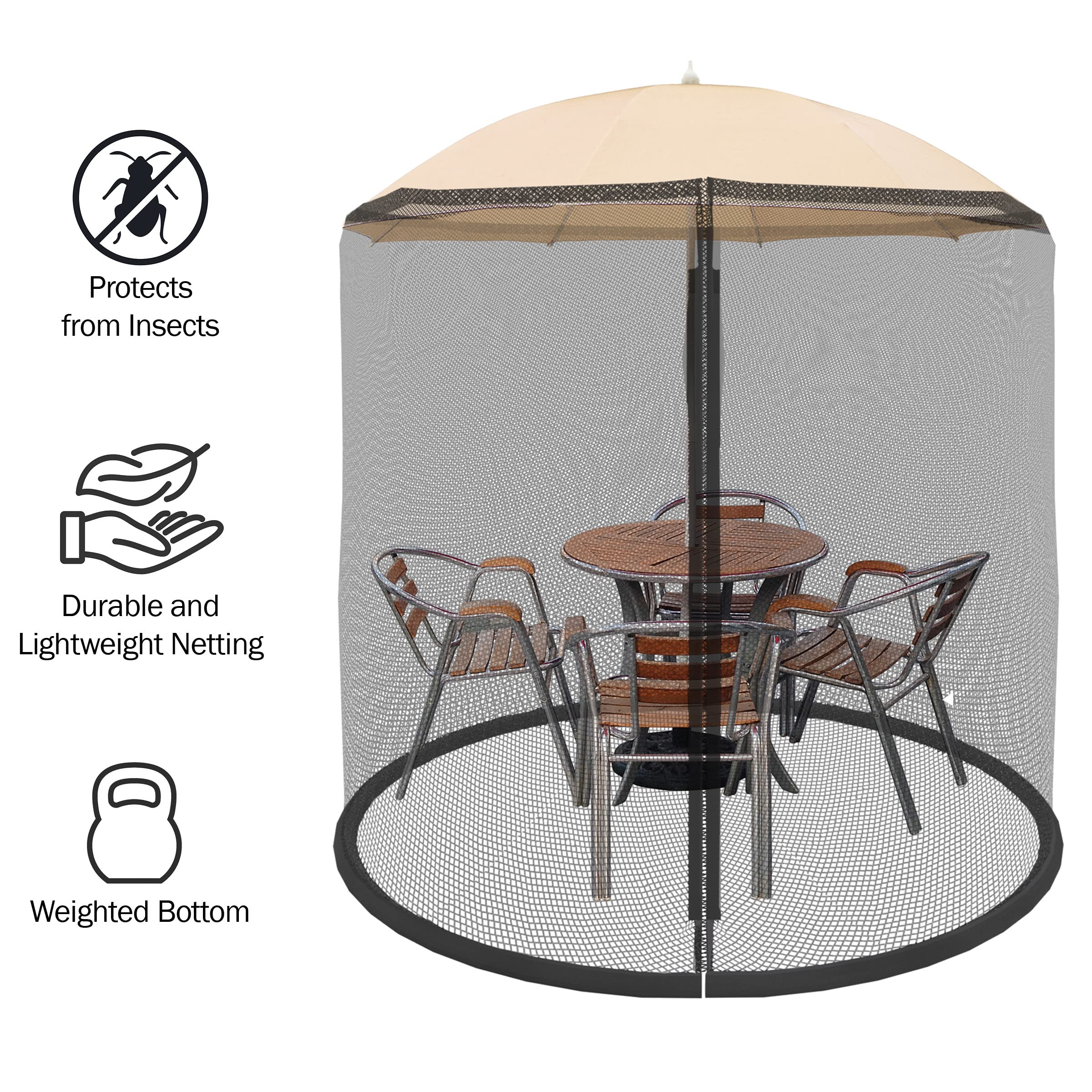 Weighted bottom feature of the mosquito net