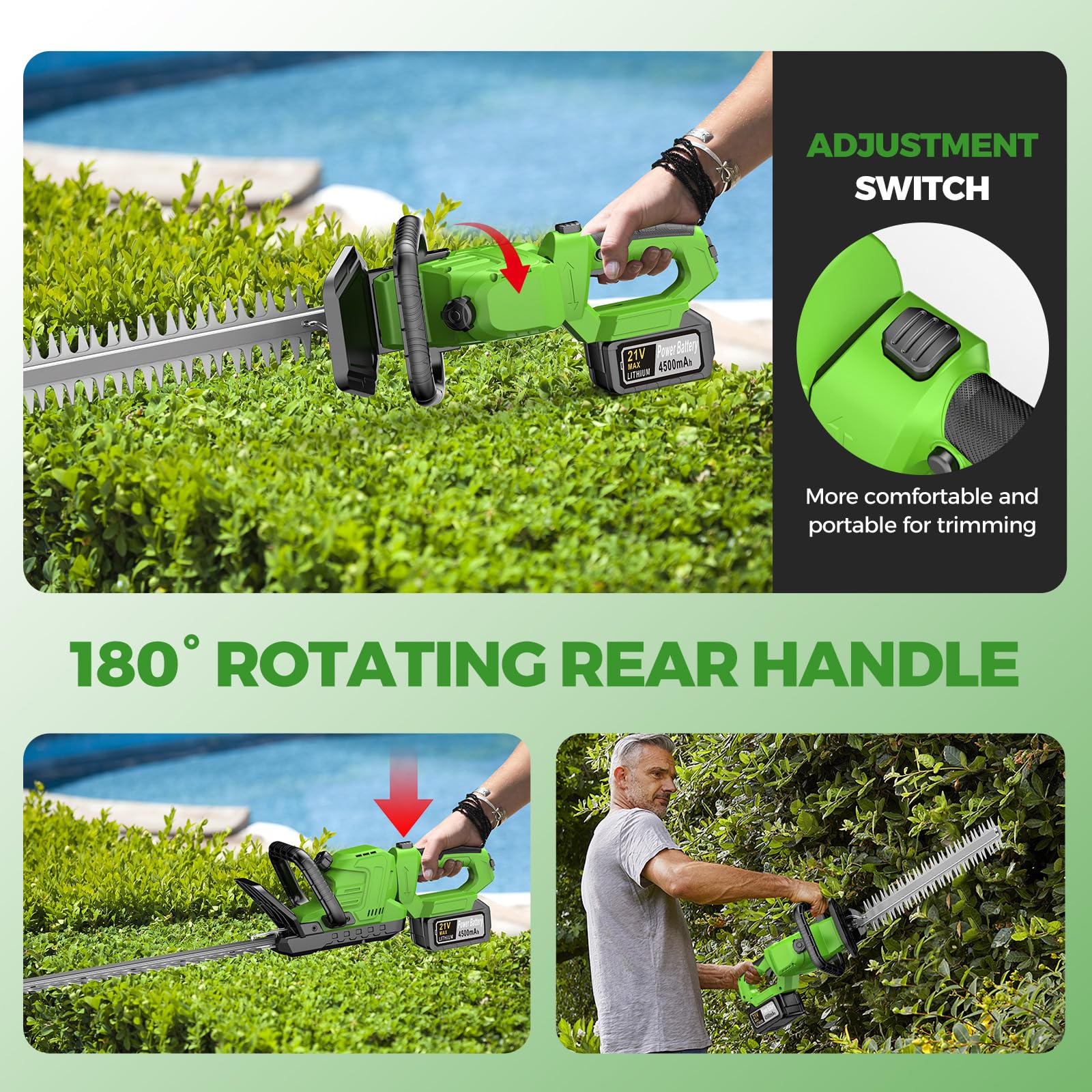 WEILISEN cordless hedge trimmer close-up of the blade