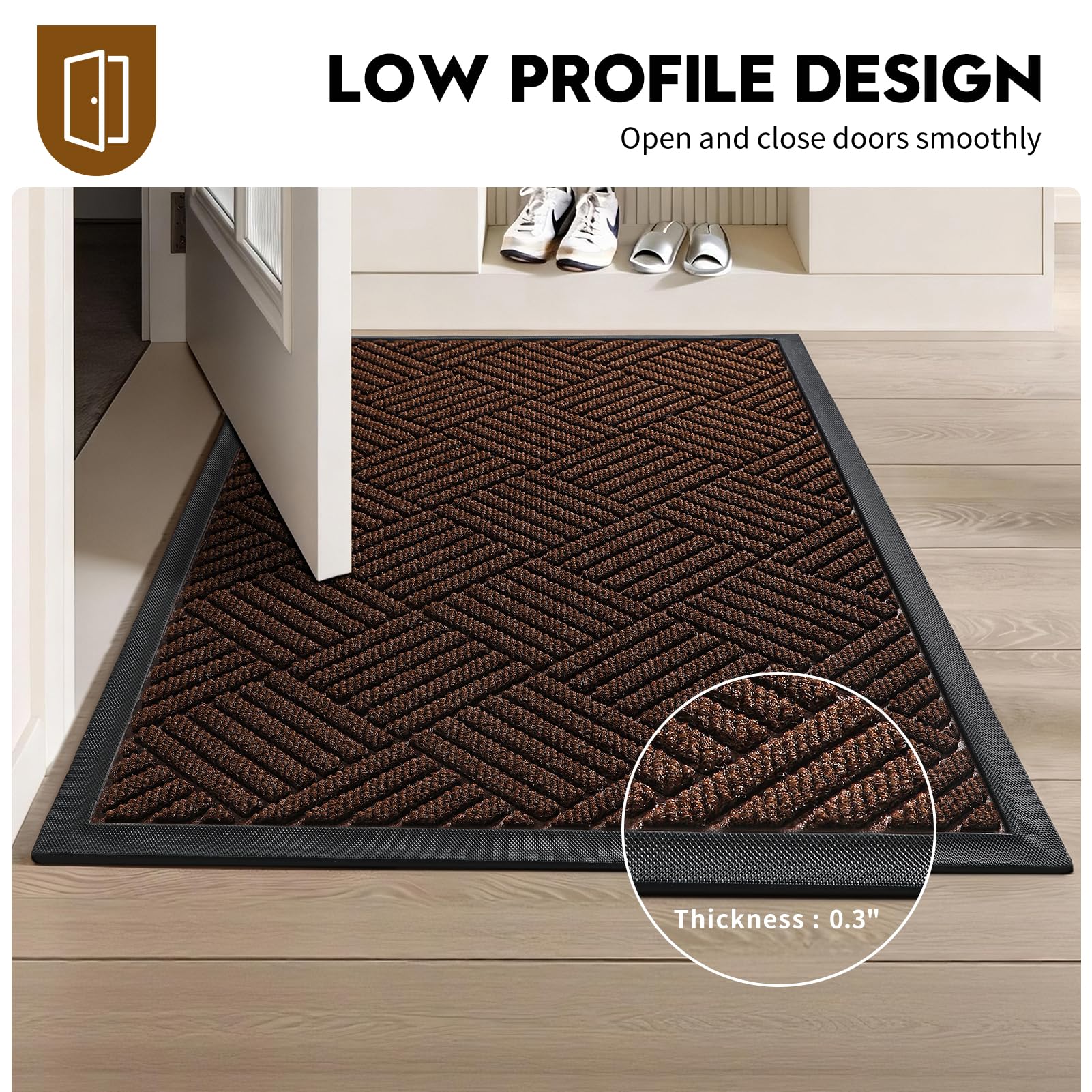 WELDUN doormat placed on hardwood floor