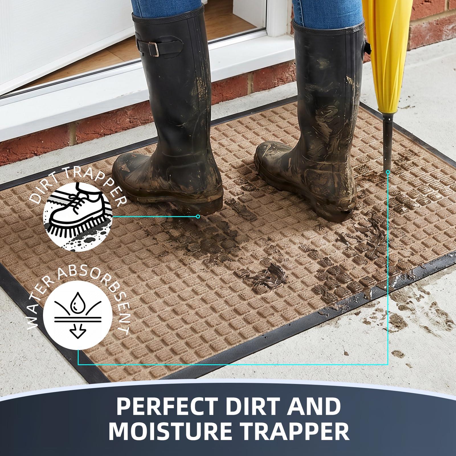 WELDUN doormat showing deep grooves and rubber border