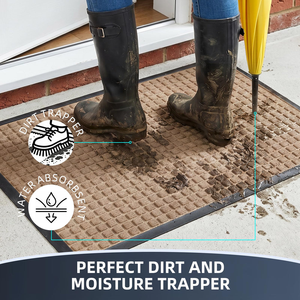 WELDUN doormat showing deep grooves and rubber border