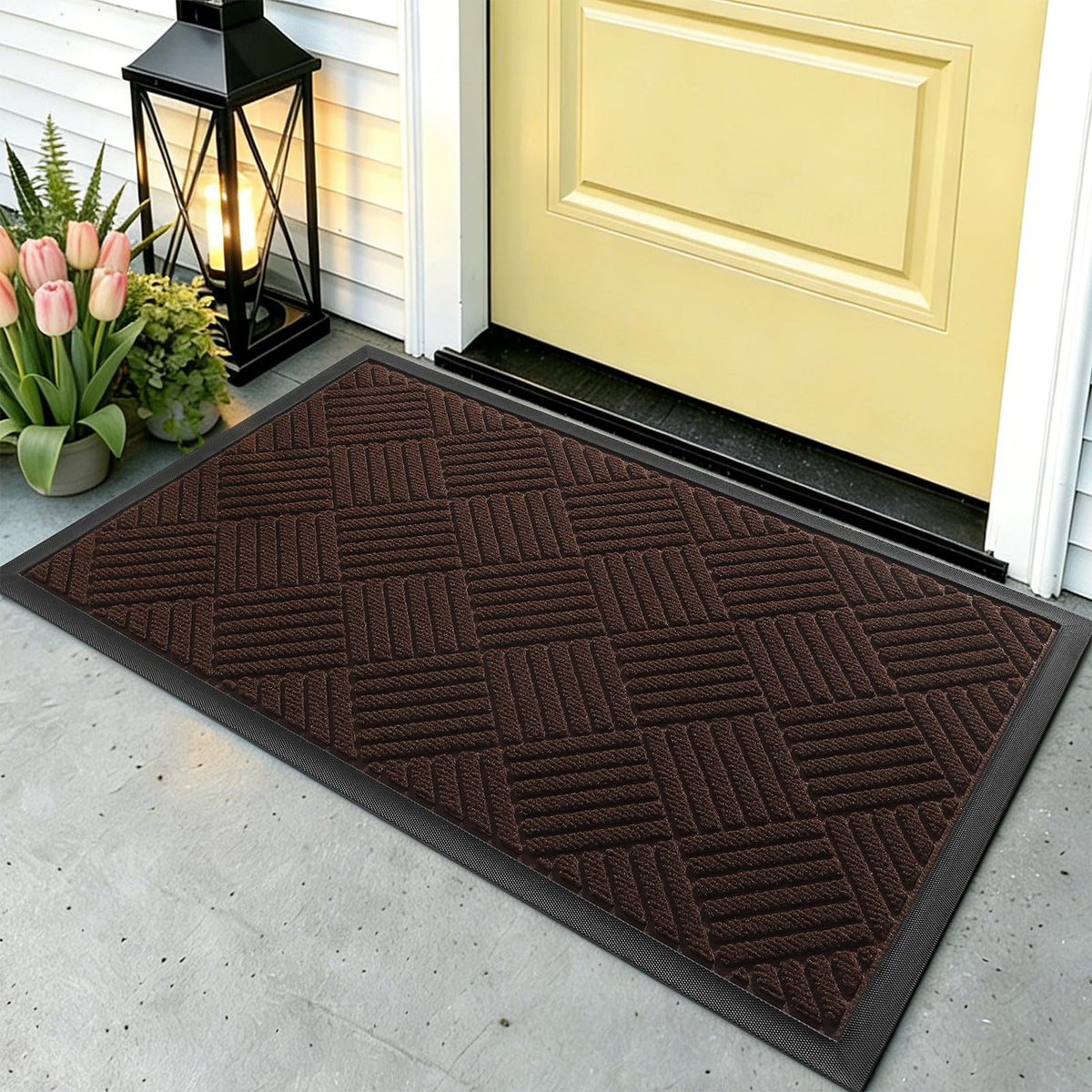 WELDUN Front Door Mat 29.5"x17" brown model front view