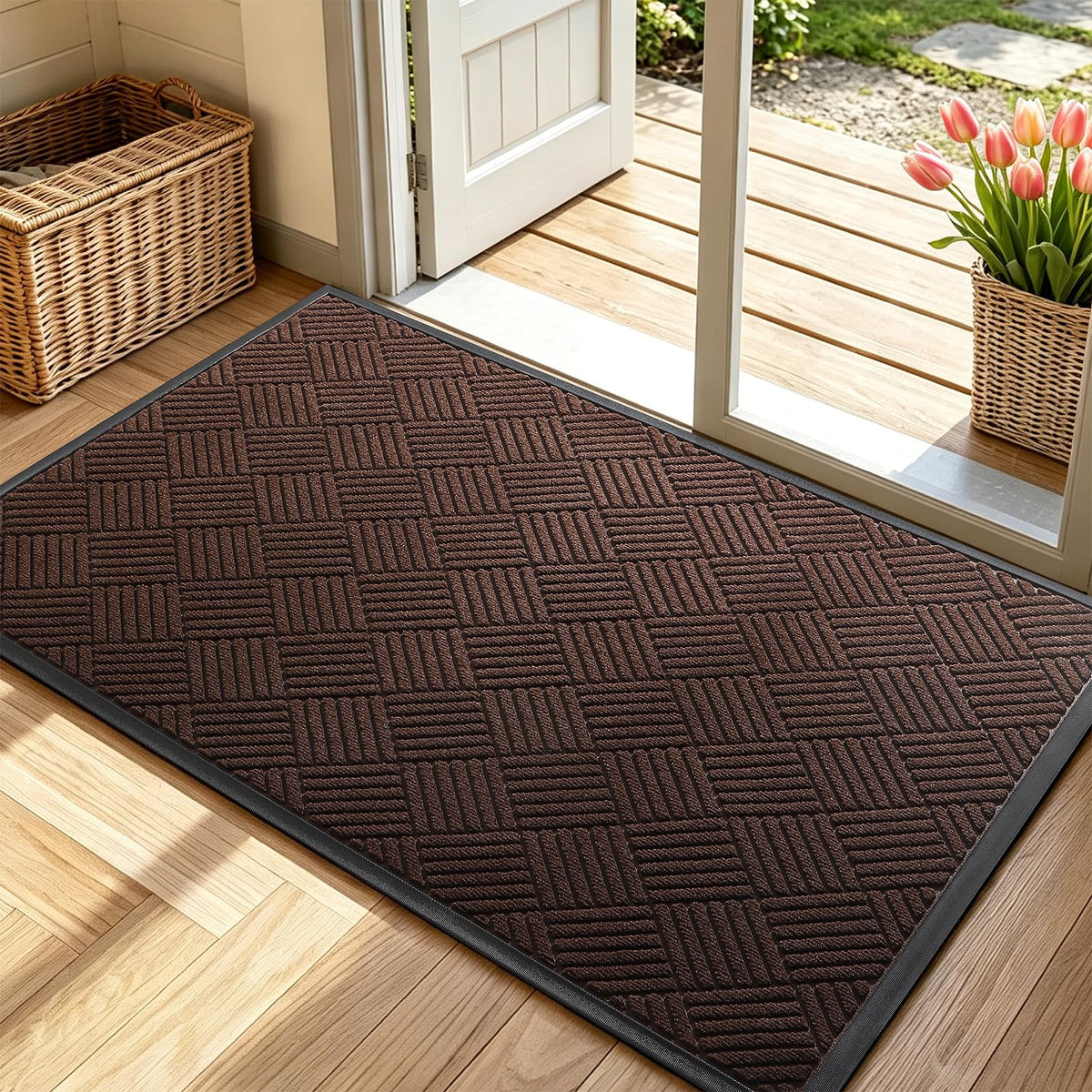 WELDUN Front Door Mat brown colour front view