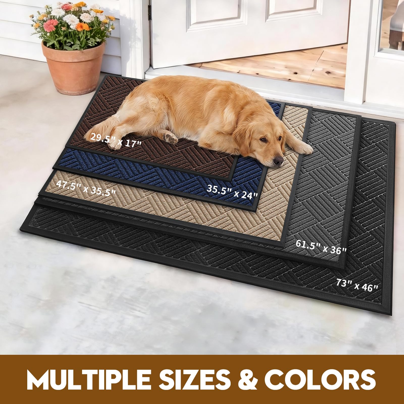 WELDUN Front Door Mat in outdoor patio setting