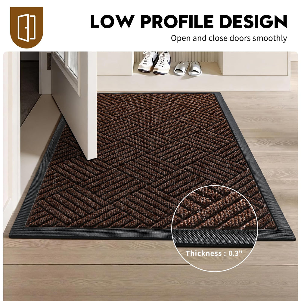 WELDUN Front Door Mat low-profile design with door open