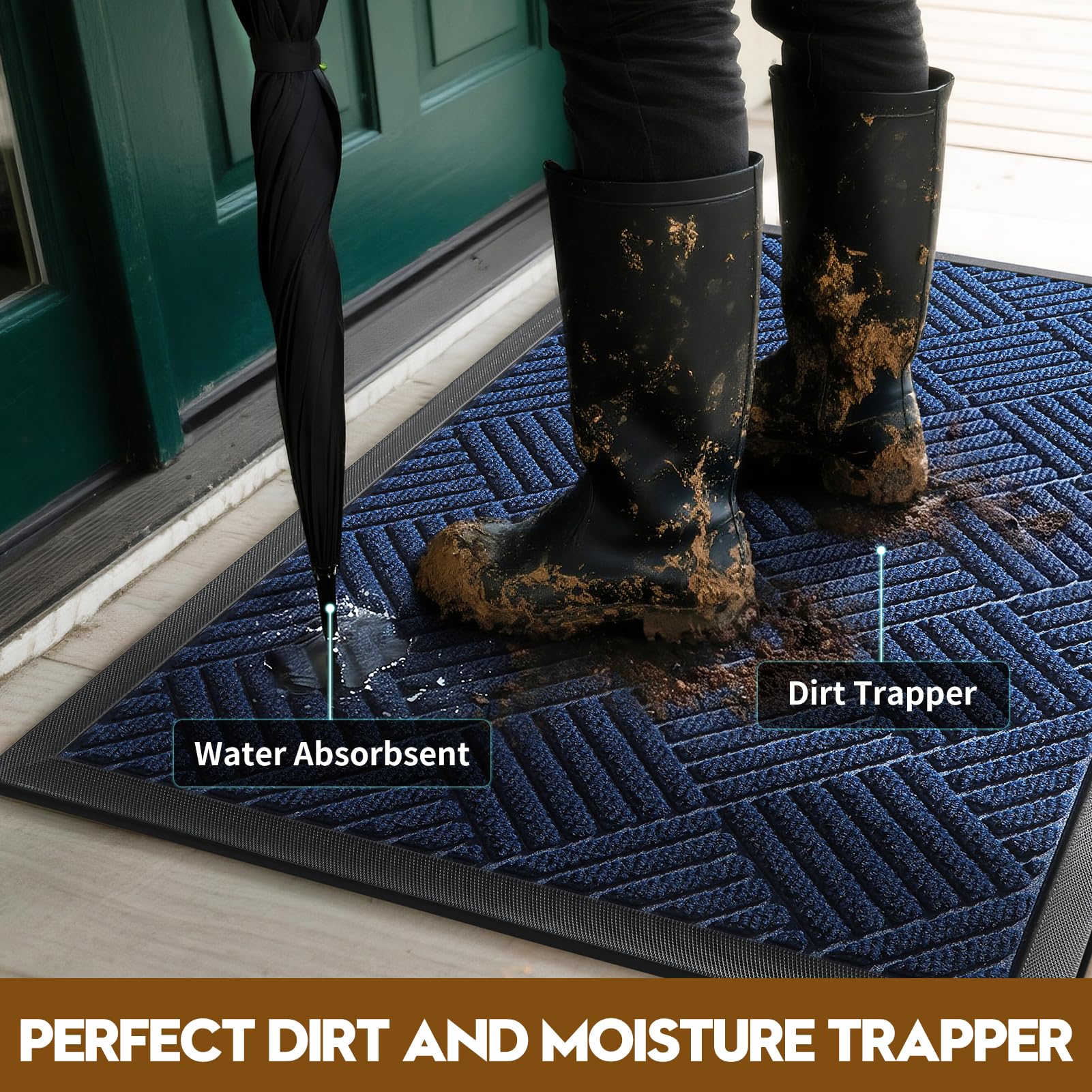 WELDUN Front Door Mat non-slip rubber backing