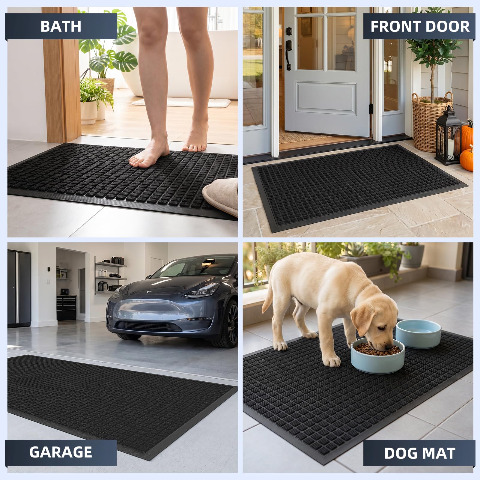 WELDUN Heavy Duty Doormat dimensions displayed on a table