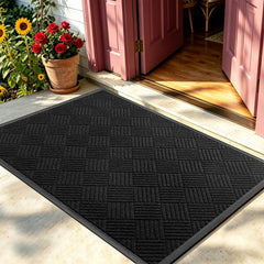 WELDUN Heavy Duty Non-Slip Doormat front view, black