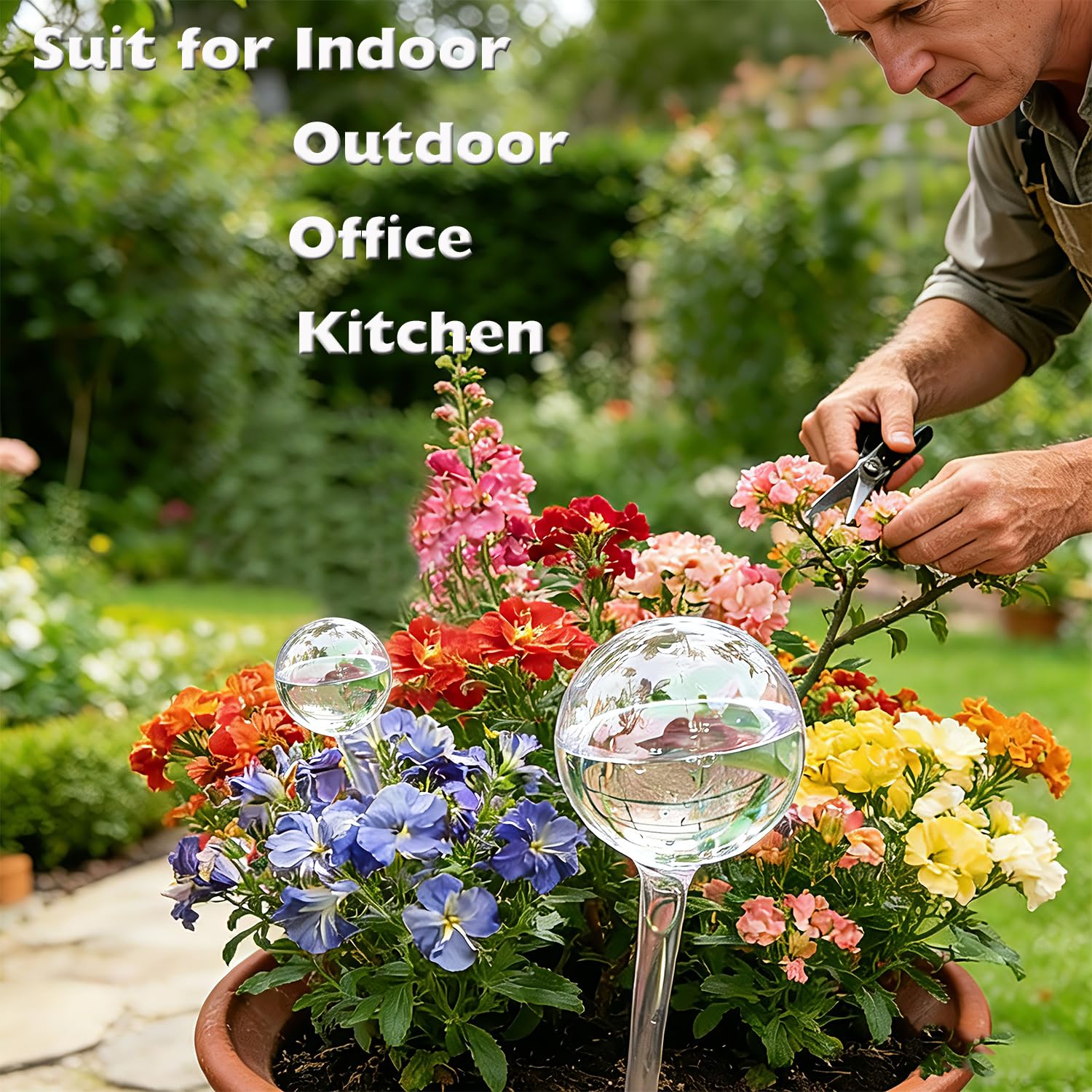 Wellinc self watering globe with water being released into soil
