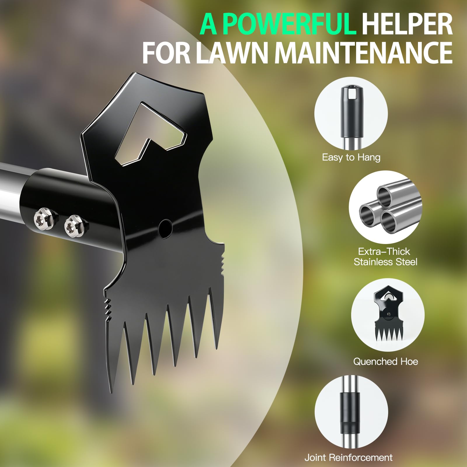 WELLOPLO weed puller tool assembled with hoe blade visible