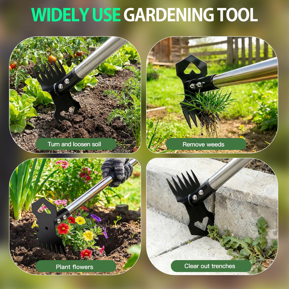 WELLOPLO weed puller tool in use on a garden lawn