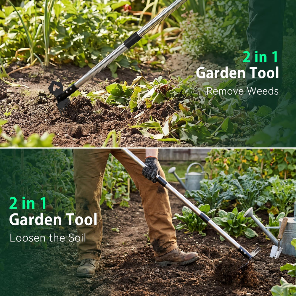 WELLOPLO weed puller tool showing adjustable stainless steel handle