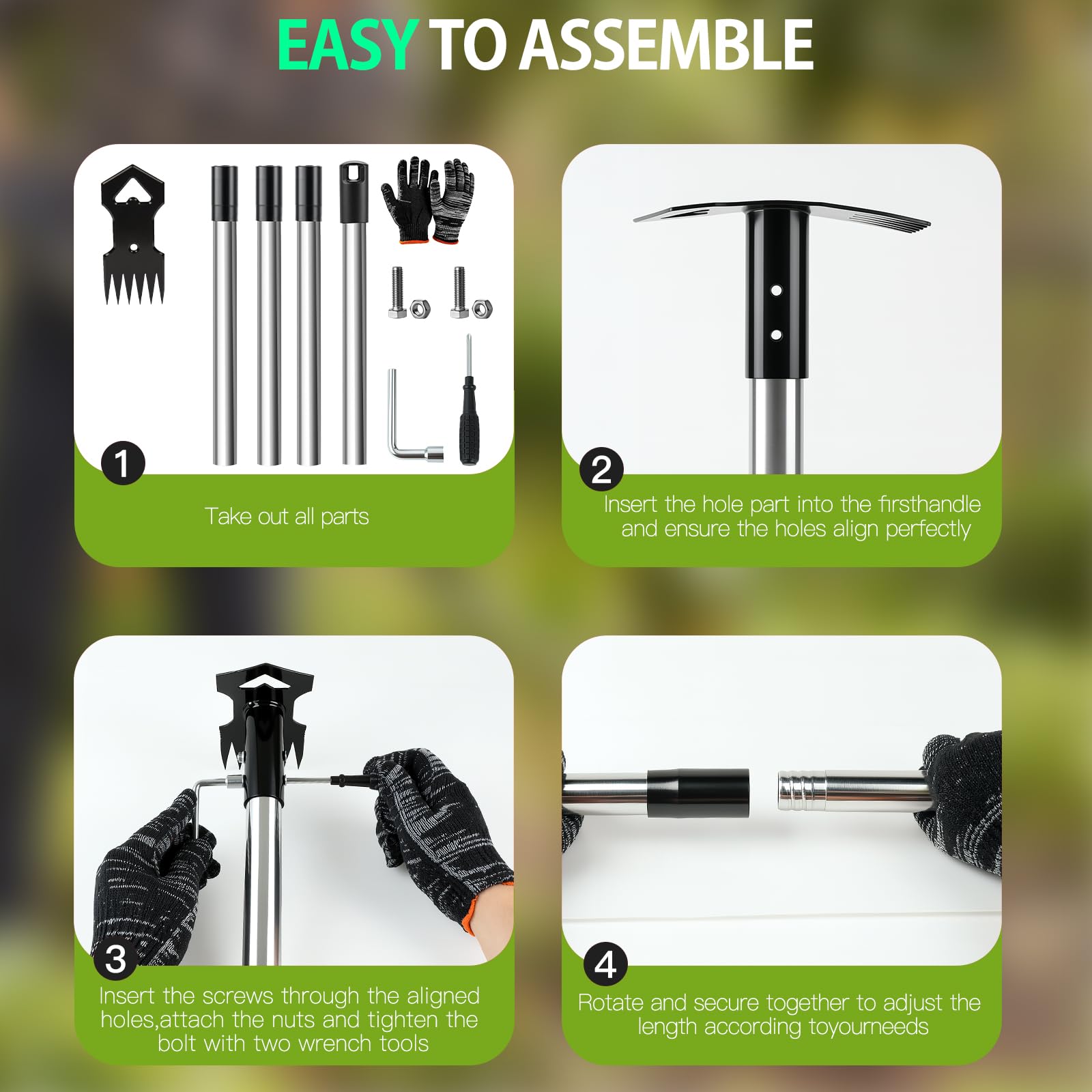 WELLOPLO weed puller tool with included gloves and assembly tools