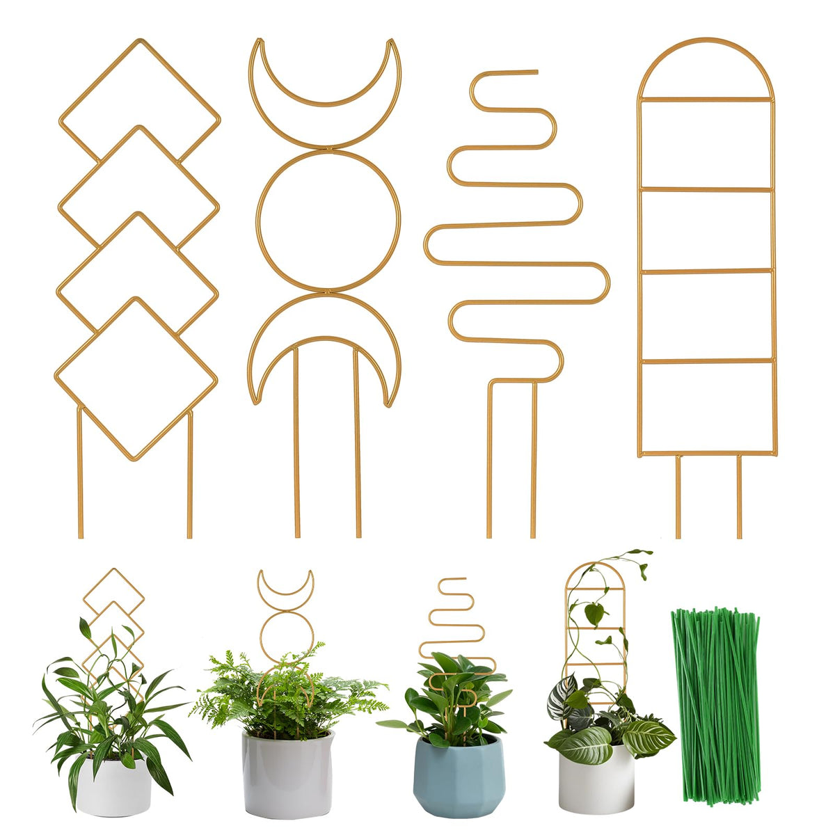 WellSign 16-inch gold metal plant trellis front view