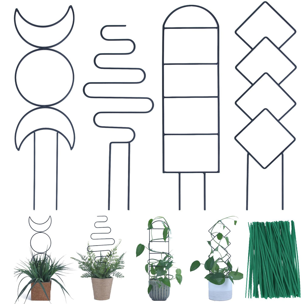 WellSign 16-inch Small Indoor Plant Trellis front view, black metal design