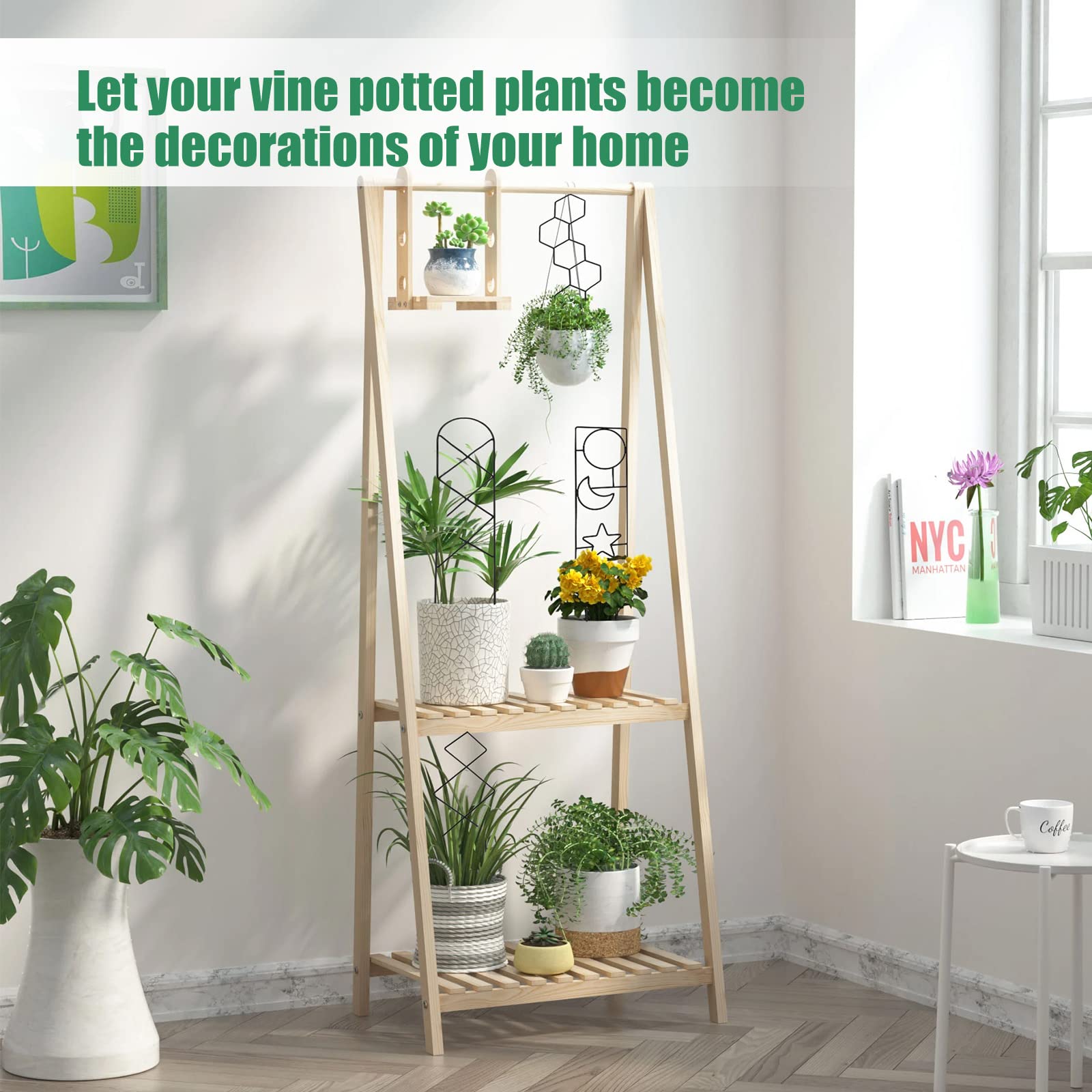 WellSign Plant Trellis featuring geometric design and black finish