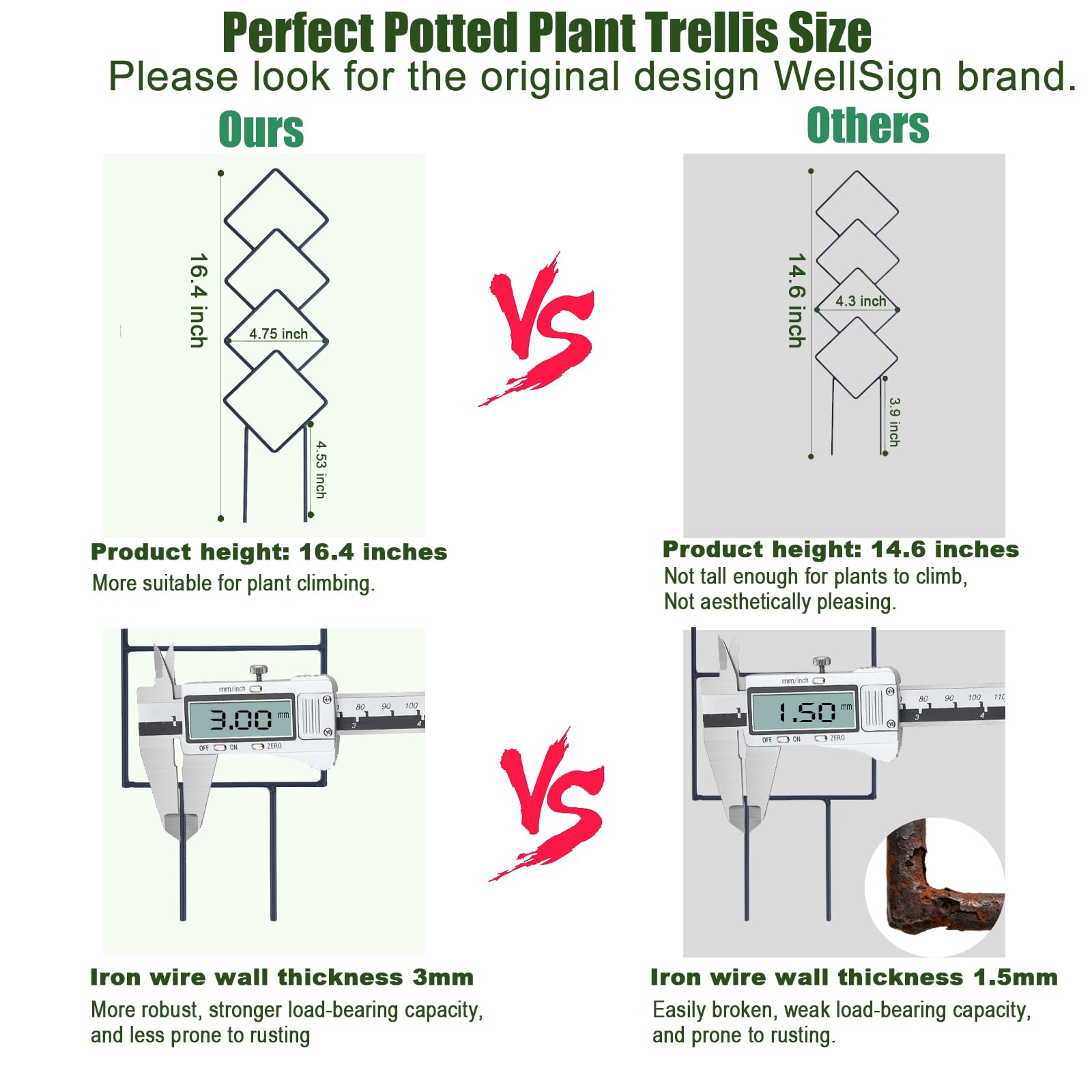 WellSign trellis set of 4, showing different patterns