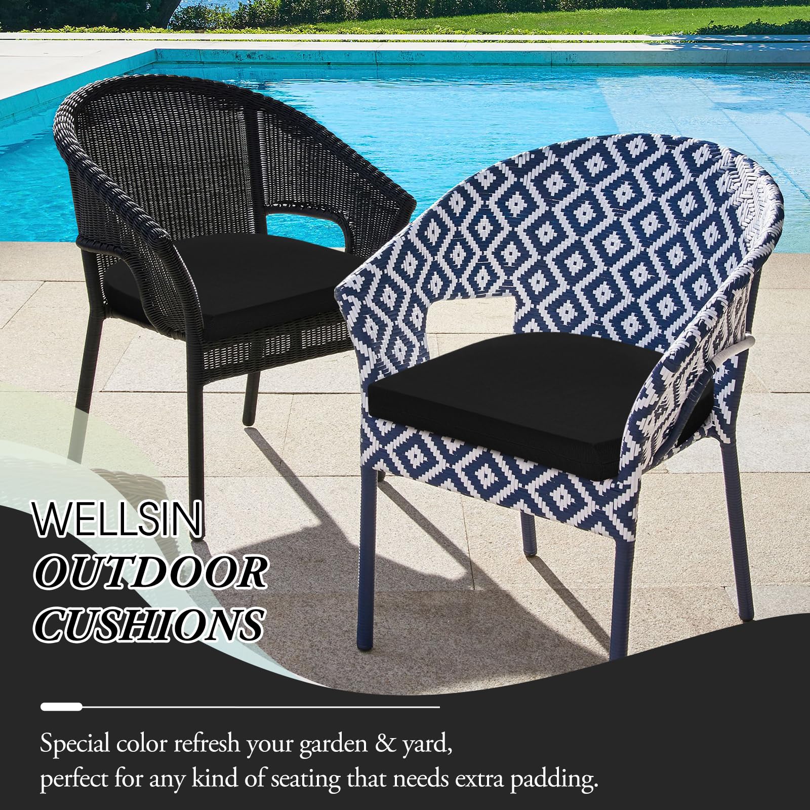 Wellsin cushions placed on garden chairs