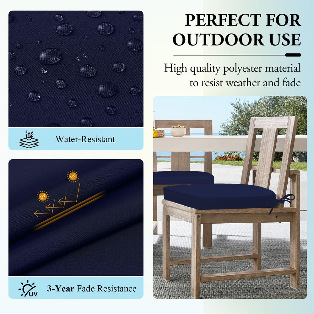 Wellsin navy chair cushions on a patio chair