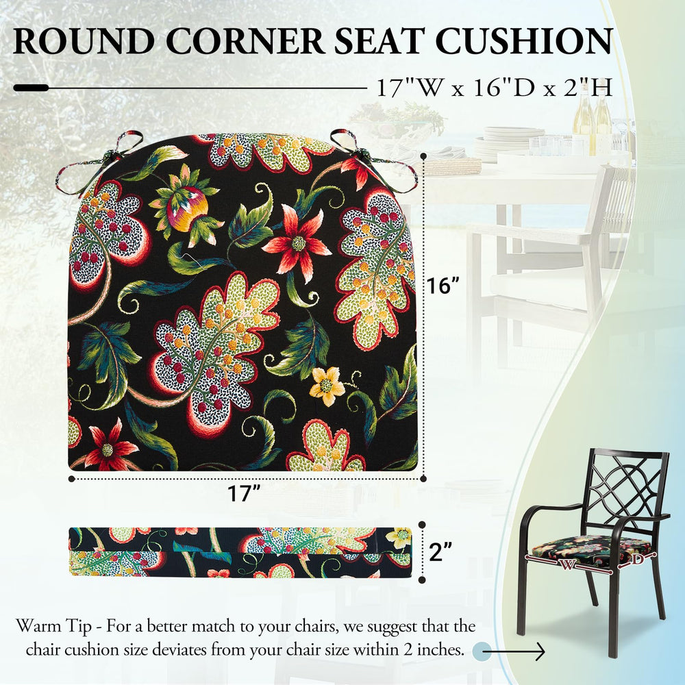 Wellsin outdoor chair cushion showing round corners and straps