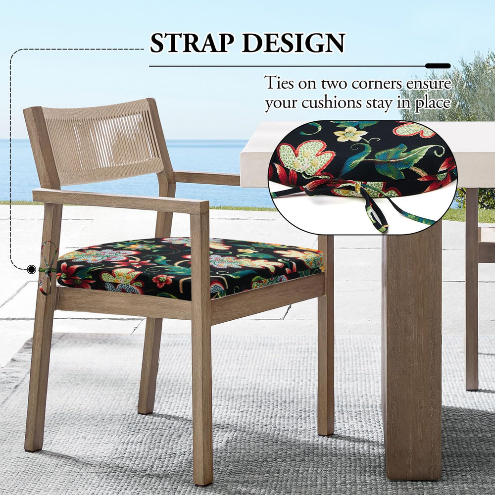 Wellsin outdoor chair cushions arranged on patio chairs