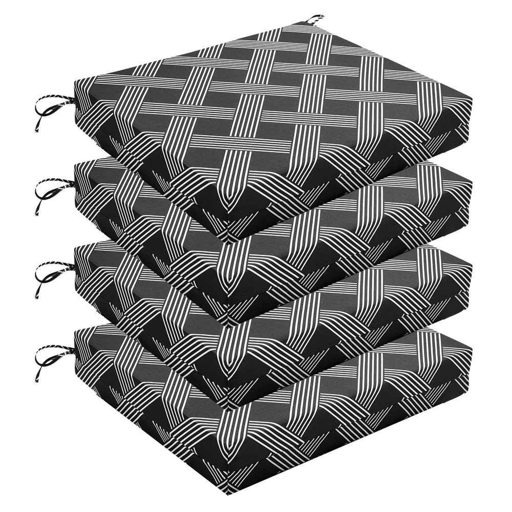 Wellsin Outdoor Chair Cushions black geometry set of 4 front view