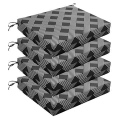 Wellsin Outdoor Chair Cushions black geometry set of 4 front view