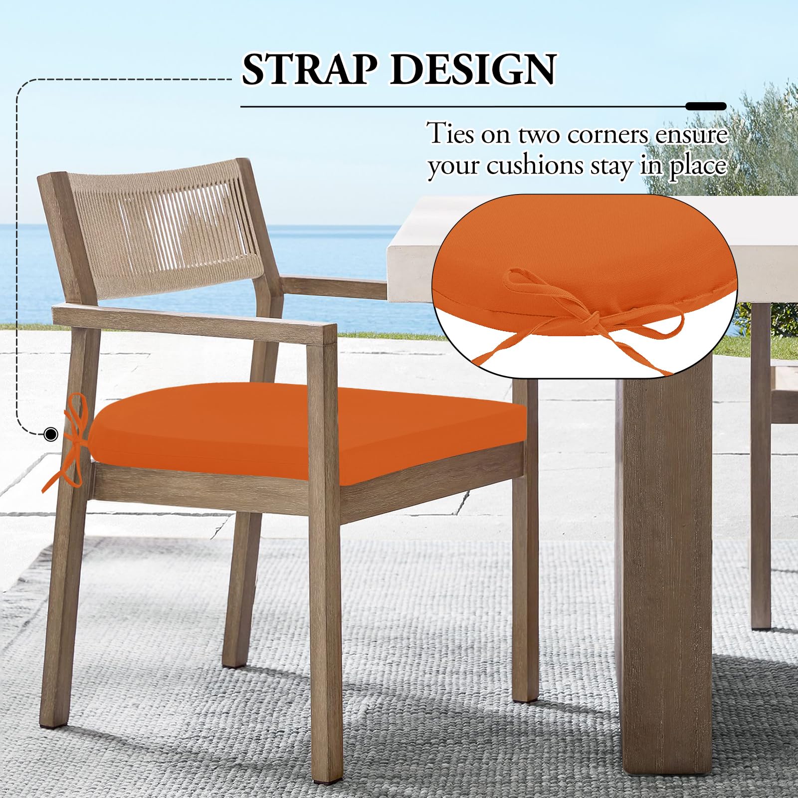 Wellsin outdoor chair cushions displayed in a garden