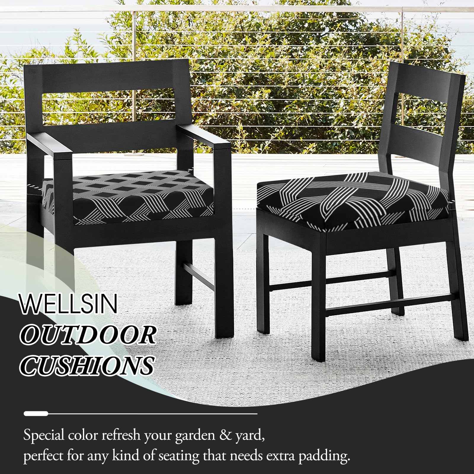 Wellsin Outdoor Chair Cushions pack size of 4 in packaging