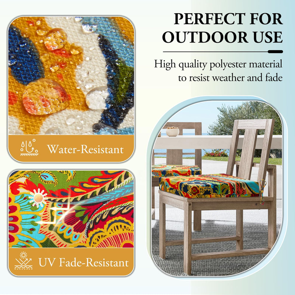 Wellsin outdoor chair cushions showing straps for secure attachment