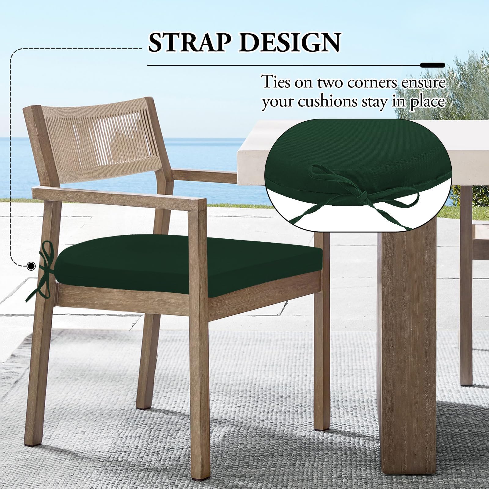 Wellsin outdoor cushions showing water-resistant fabric