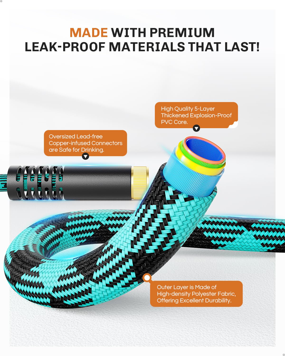 WELLUCK Garden Hose connectors close-up showing leak-proof design