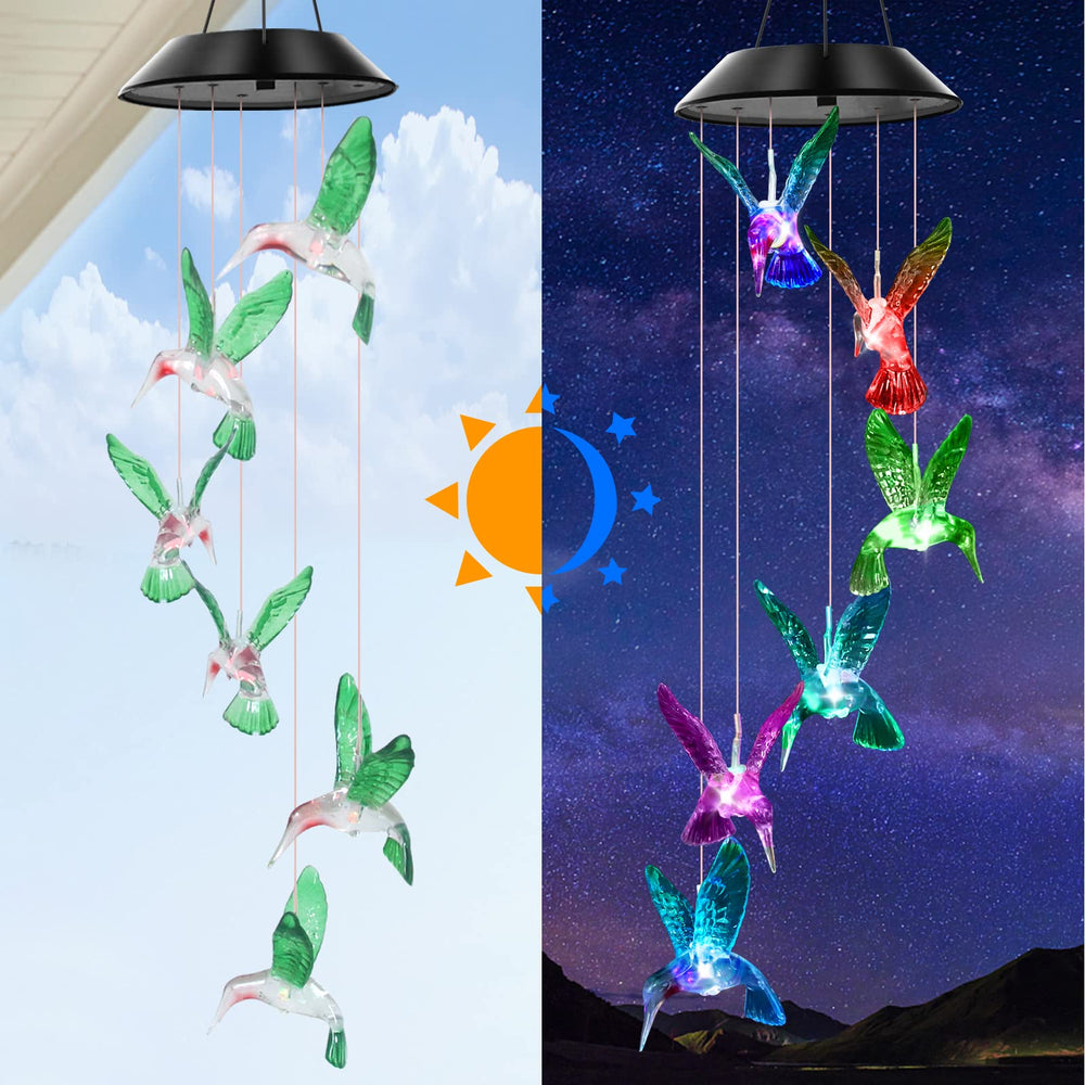 WENANA Hummingbird Wind Chime in outdoor garden setting