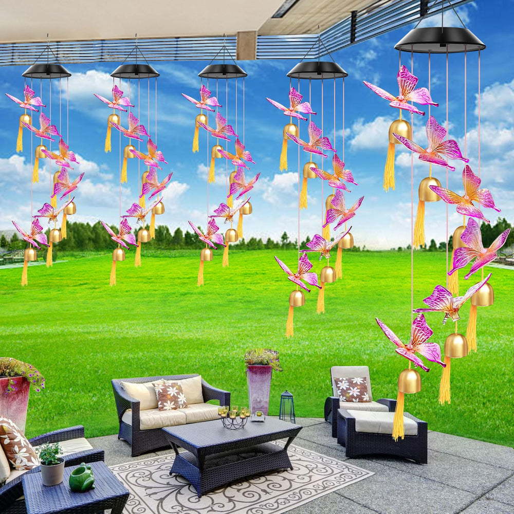 WENANA Solar Wind Chimes at night glowing with colors