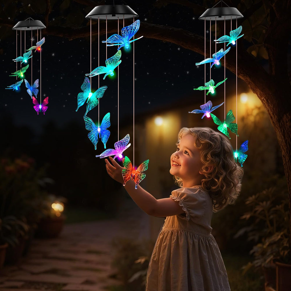 WENANA Solar Wind Chimes Blue Butterfly packaging